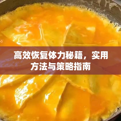 高效恢復體力秘籍，實用方法與策略指南