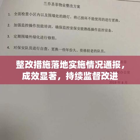 整改措施落地實施情況通報,成效顯著,持續監督改進