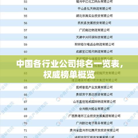 中國各行業(yè)公司排名一覽表，權(quán)威榜單概覽
