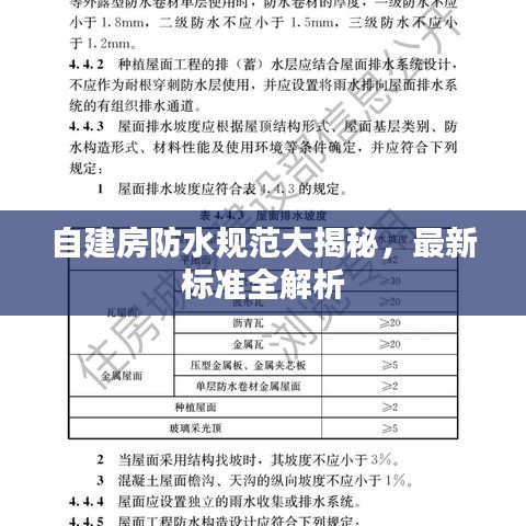 自建房防水規范大揭秘,最新標準全解析
