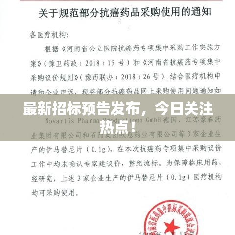 最新招標預告發布,今日關注熱點!