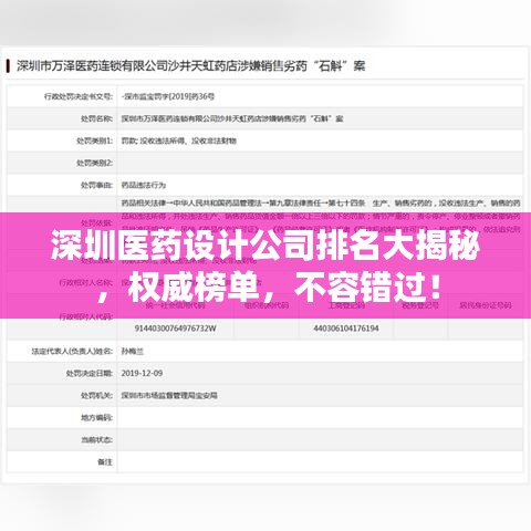 深圳醫藥設計公司排名大揭秘，權威榜單，不容錯過！