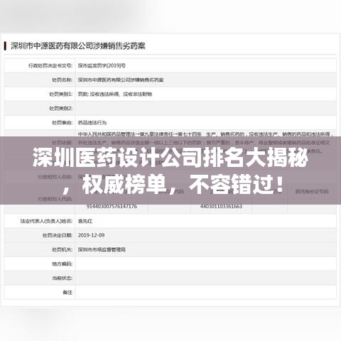 深圳醫藥設計公司排名大揭秘,權威榜單,不容錯過!