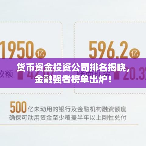 貨幣資金投資公司排名揭曉,金融強(qiáng)者榜單出爐!